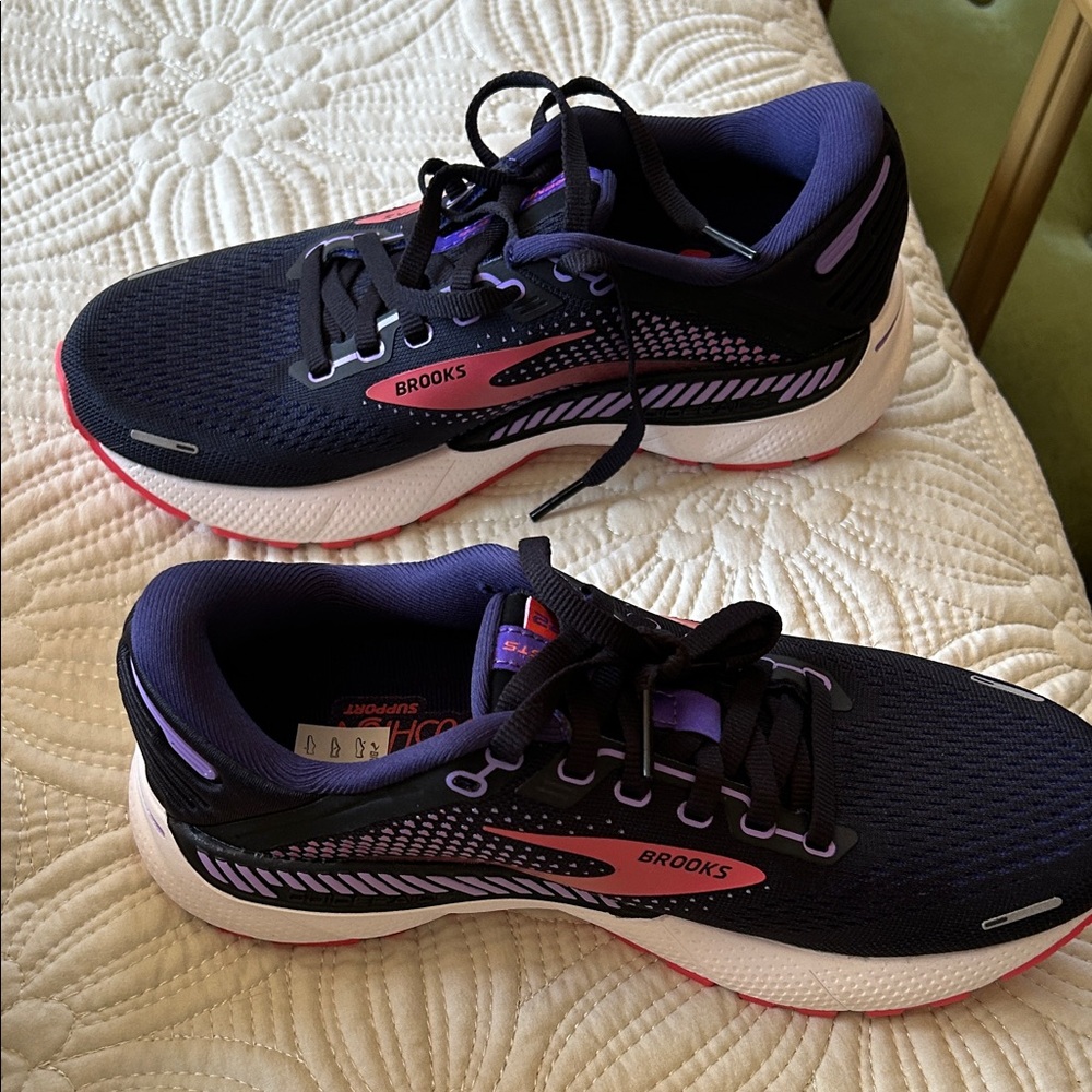Brooks Women's Black with Pink and Purple Adrenaline GTS Running Shoes